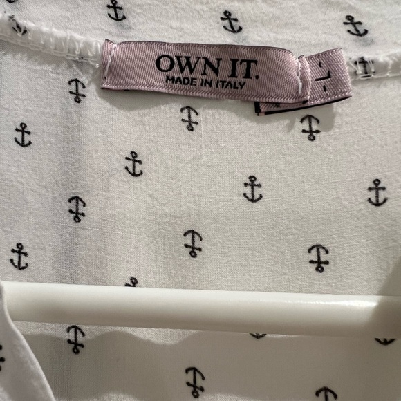 White Women’s Shirt with Black Anchor Pattern - Picture 5 of 6